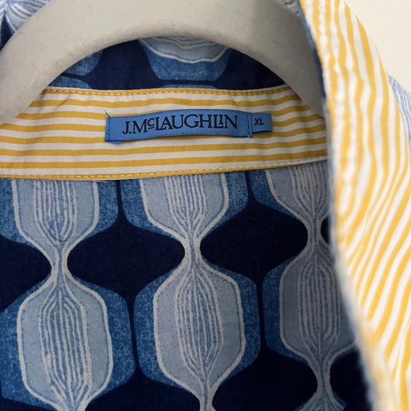 J. McLaughlin Lois Blouse in navy/blue/yellow, Size XL - Picture 6 of 7